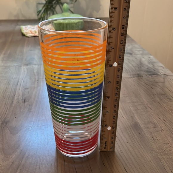 Vintage Mid Century Modern Hazel Atlas Prohibition Era Multi Striped Glass - Picture 3 of 3